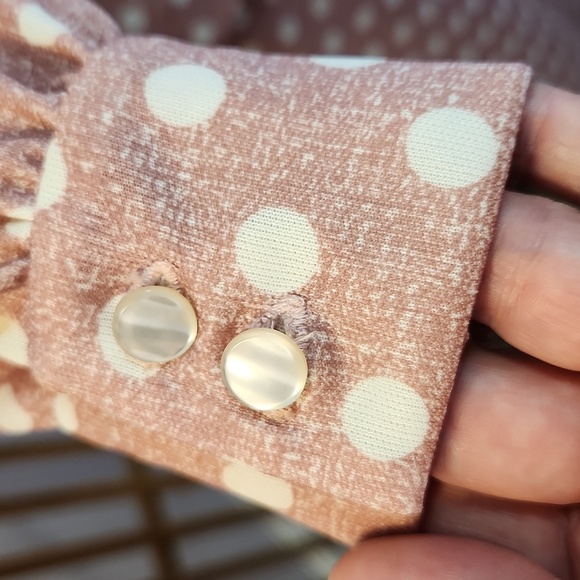 Vintage handmade pant set mauve and white polka dots dagger collar - Picture 7 of 13